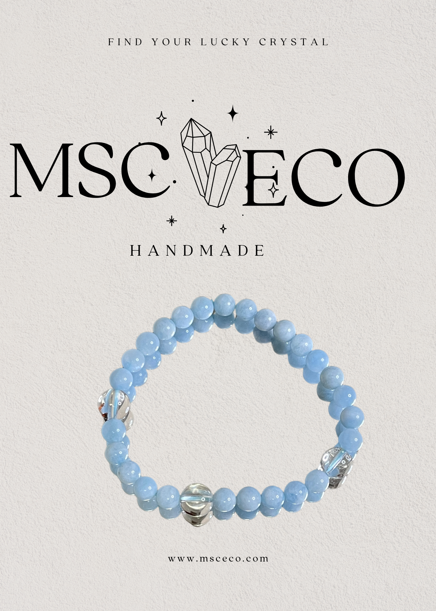 Blue Aquamarine With Tourmalinated Quartz Bracelet