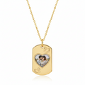 NFC Custom Photo Dog Tag Necklace | Swan Engraving | Personalized Memorial Jewelry | 14K Rose Gold & Black