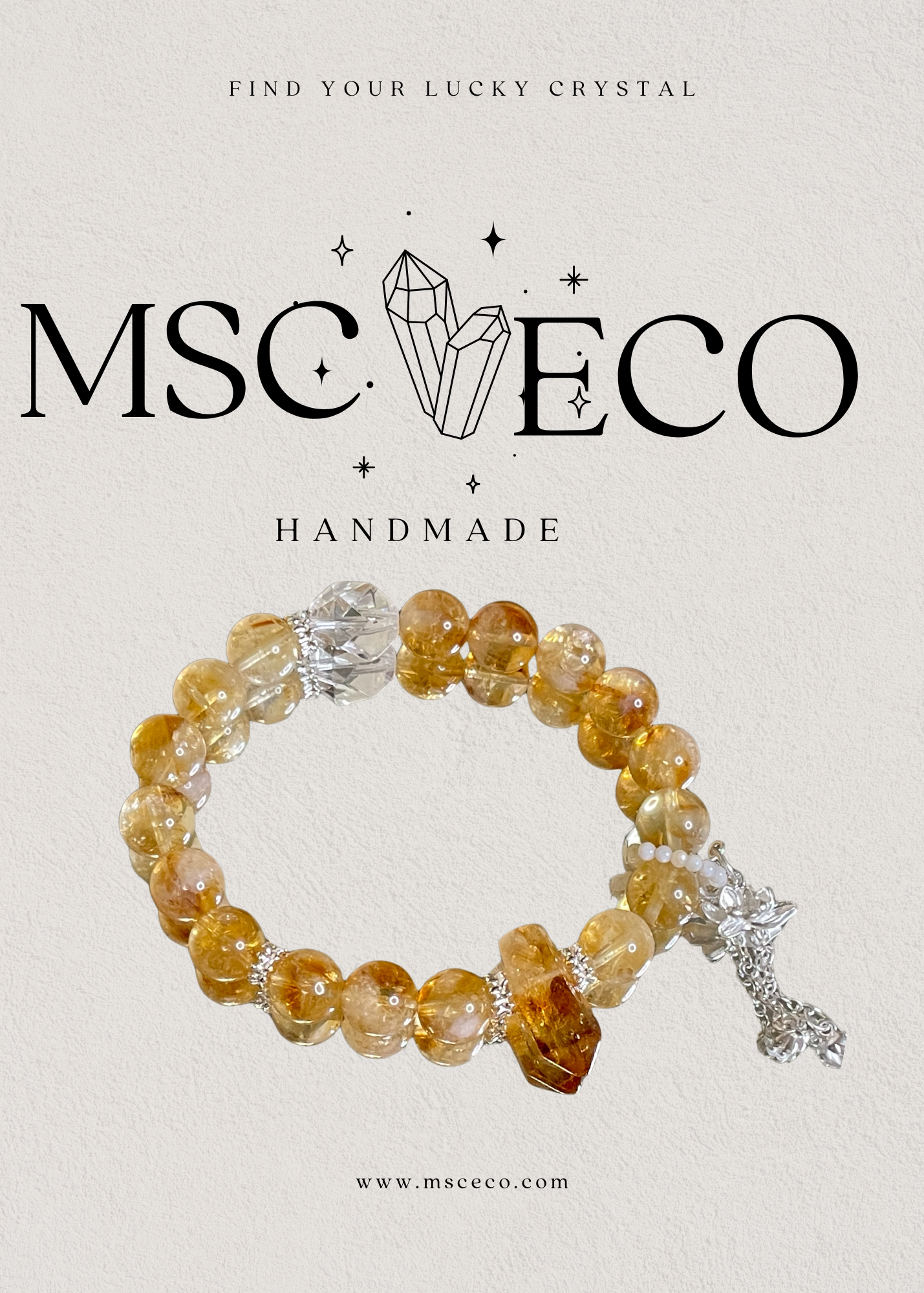 Stone of Abundance Citrine and Clear Quartz Bracelet with Pearl Accents