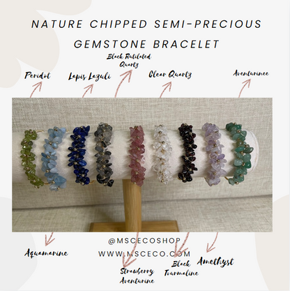 Irregular Natural Chipped Semi-Precious Gemstone Wrap Cuff Bracelet