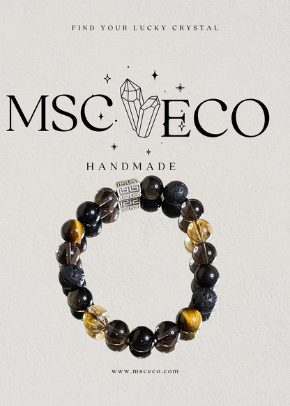 Empower & Protect Citrine & Obsidian Healing Bracelet for Strength and Balance