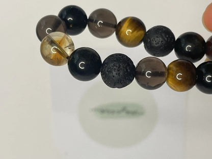 Empower & Protect Citrine & Obsidian Healing Bracelet for Strength and Balance