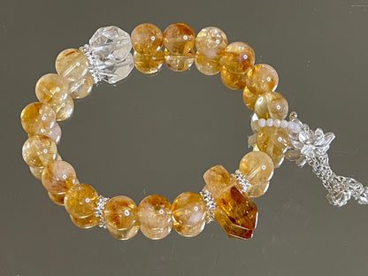 Stone of Abundance Citrine and Clear Quartz Bracelet with Pearl Accents