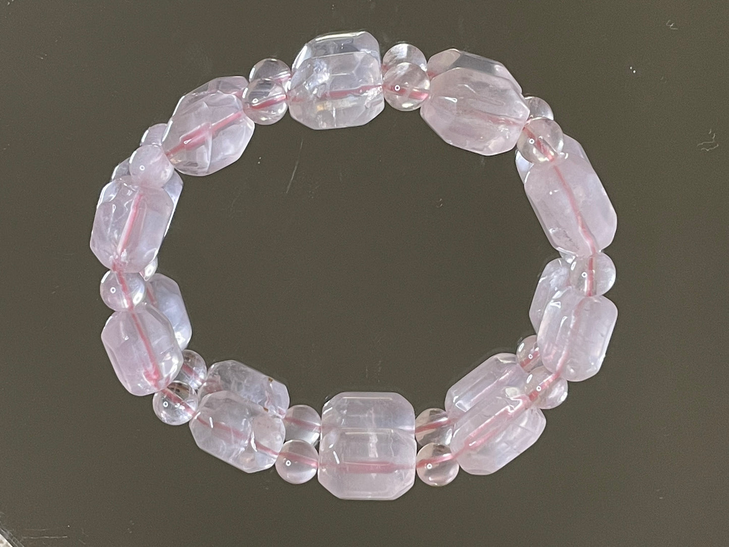 Starlit Harmony Rose Quartz Bead & Cube Bracelet