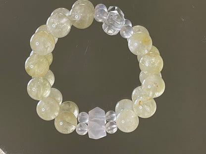 Sunshine Grace Lemon Citrine & Starlight Pink Quartz Bracelet