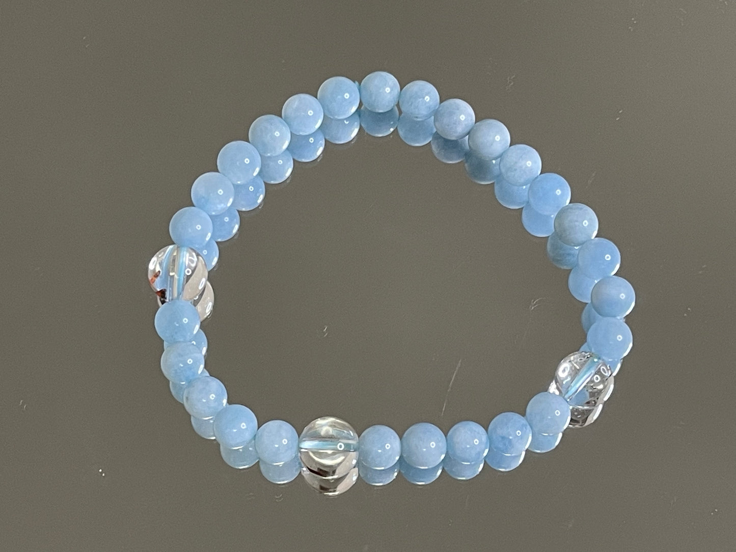 Blue Aquamarine With Tourmalinated Quartz Bracelet