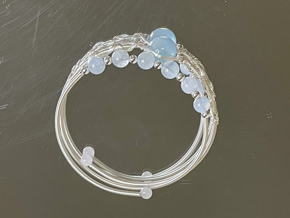 ranquil Blue Aquamarine Wire-Wrapped Bracelet