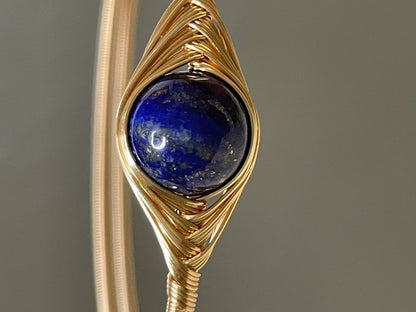 Royal Lapis Lazuli Gold Wire-Wrapped Bracelet