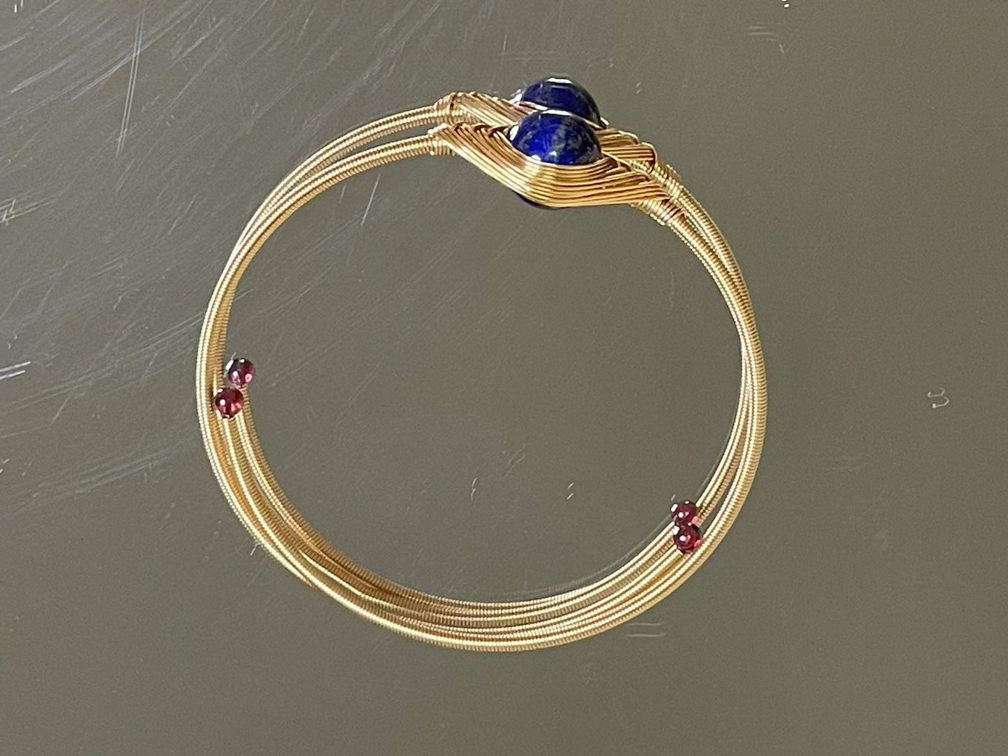 Royal Lapis Lazuli Gold Wire-Wrapped Bracelet