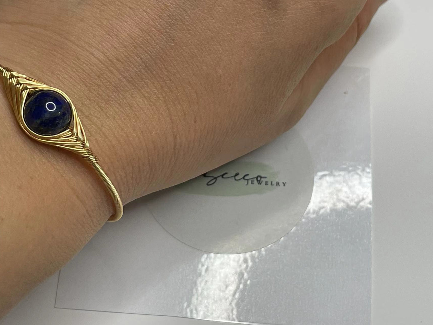 Royal Lapis Lazuli Gold Wire-Wrapped Bracelet