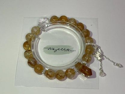 Stone of Abundance Citrine and Clear Quartz Bracelet with Pearl Accents