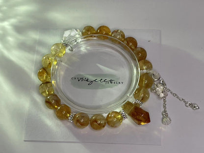 Stone of Abundance Citrine and Clear Quartz Bracelet with Pearl Accents