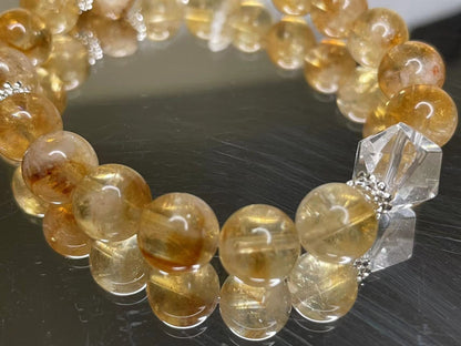 Stone of Abundance Citrine and Clear Quartz Bracelet with Pearl Accents