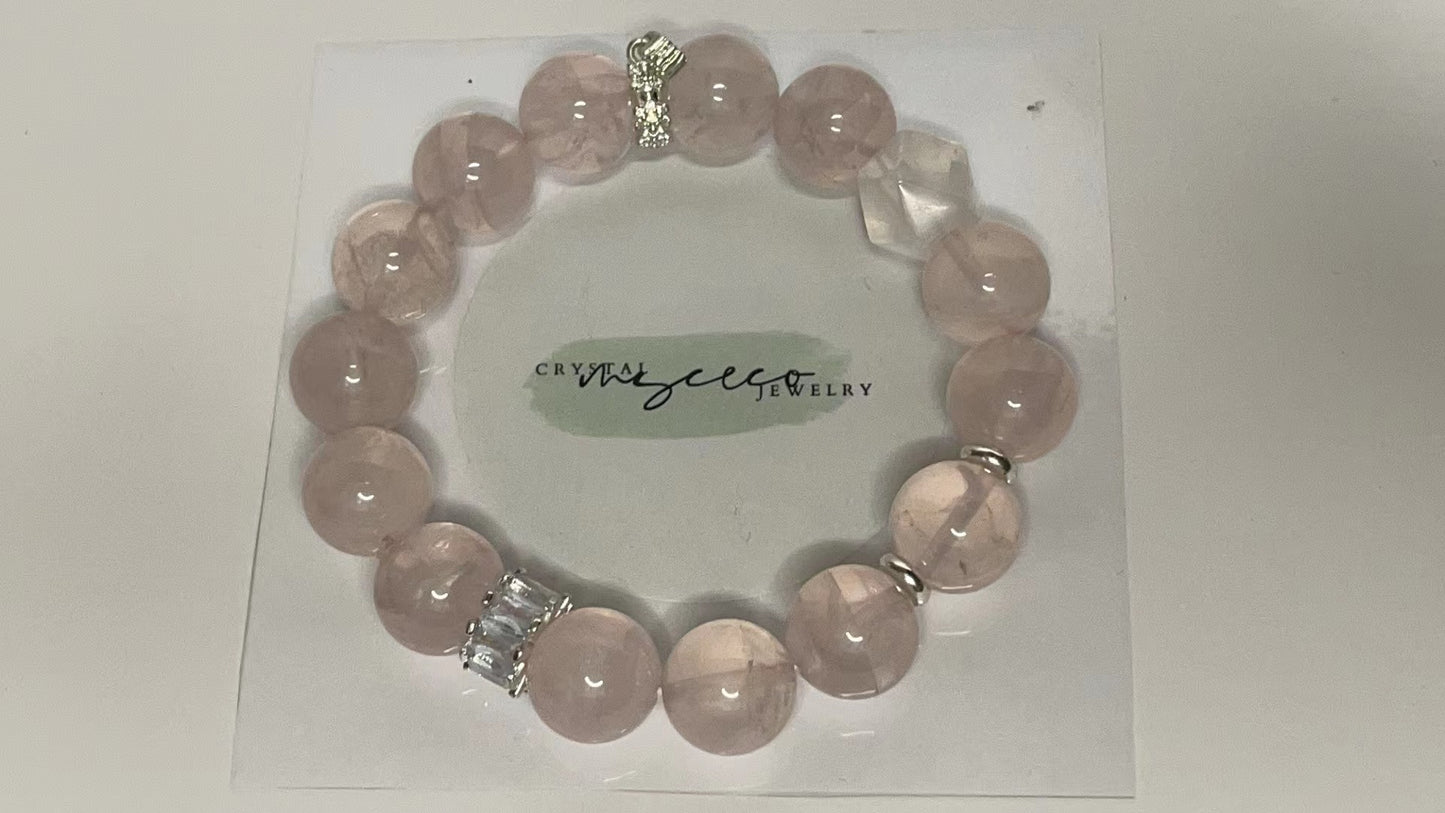 Starlight Radiant Pink Crystal & Silver Zircon Bracelet