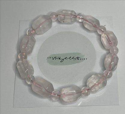 Sparkle of Serenity Starlight Pink Quartz Bracelet with Square & Round Beads