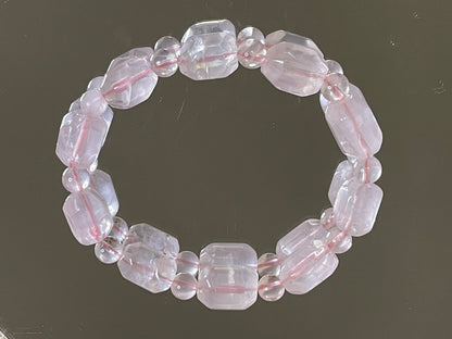 Sparkle of Serenity Starlight Pink Quartz Bracelet with Square & Round Beads