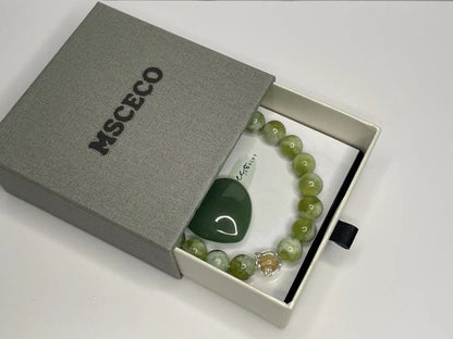 Harmony of Abundance Jade & Citrine Bracelet with Mother of Pearl Moon Charm