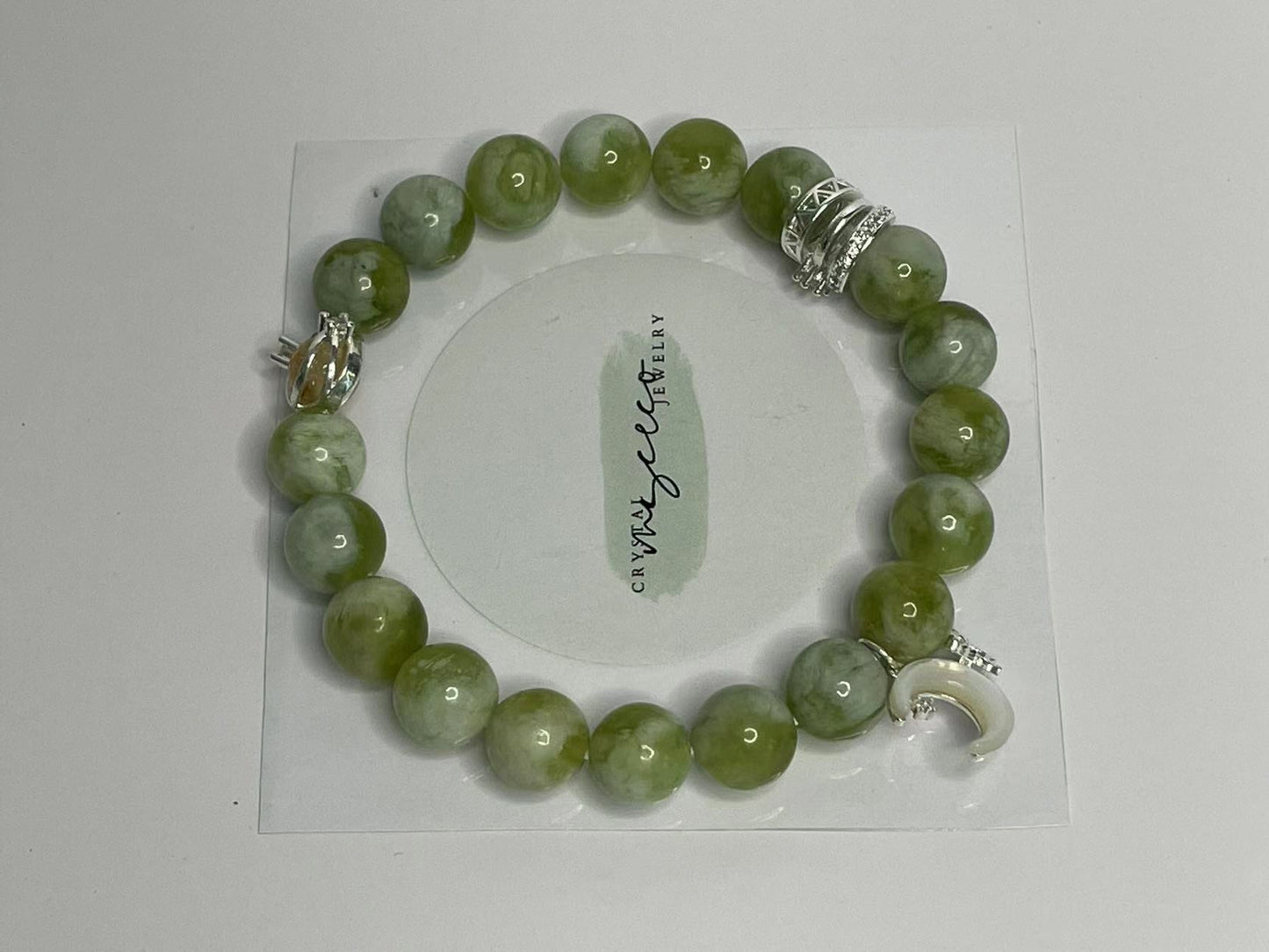 Harmony of Abundance Jade & Citrine Bracelet with Mother of Pearl Moon Charm