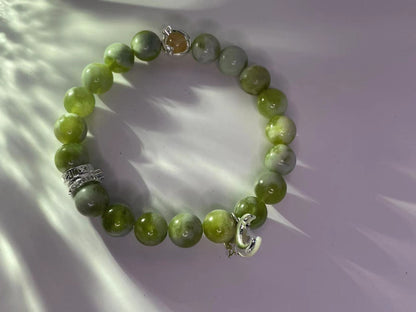 Harmony of Abundance Jade & Citrine Bracelet with Mother of Pearl Moon Charm