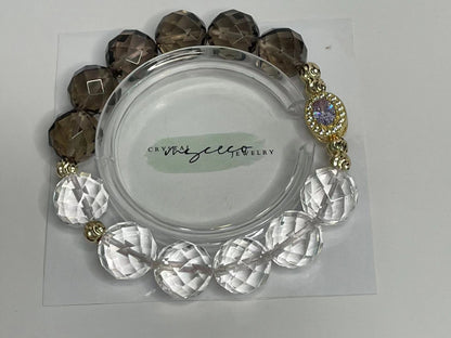 Radiant Harmony Bracelet Faceted Clear Quartz & Tea Quartz with High-Quality Spacers