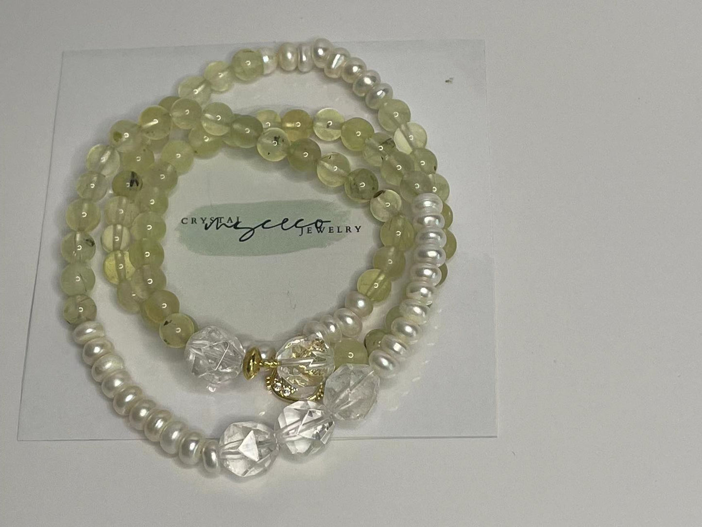 Ethereal Harmony Bracelet Grapestone, Faceted Clear Quartz, and Freshwater Pearls