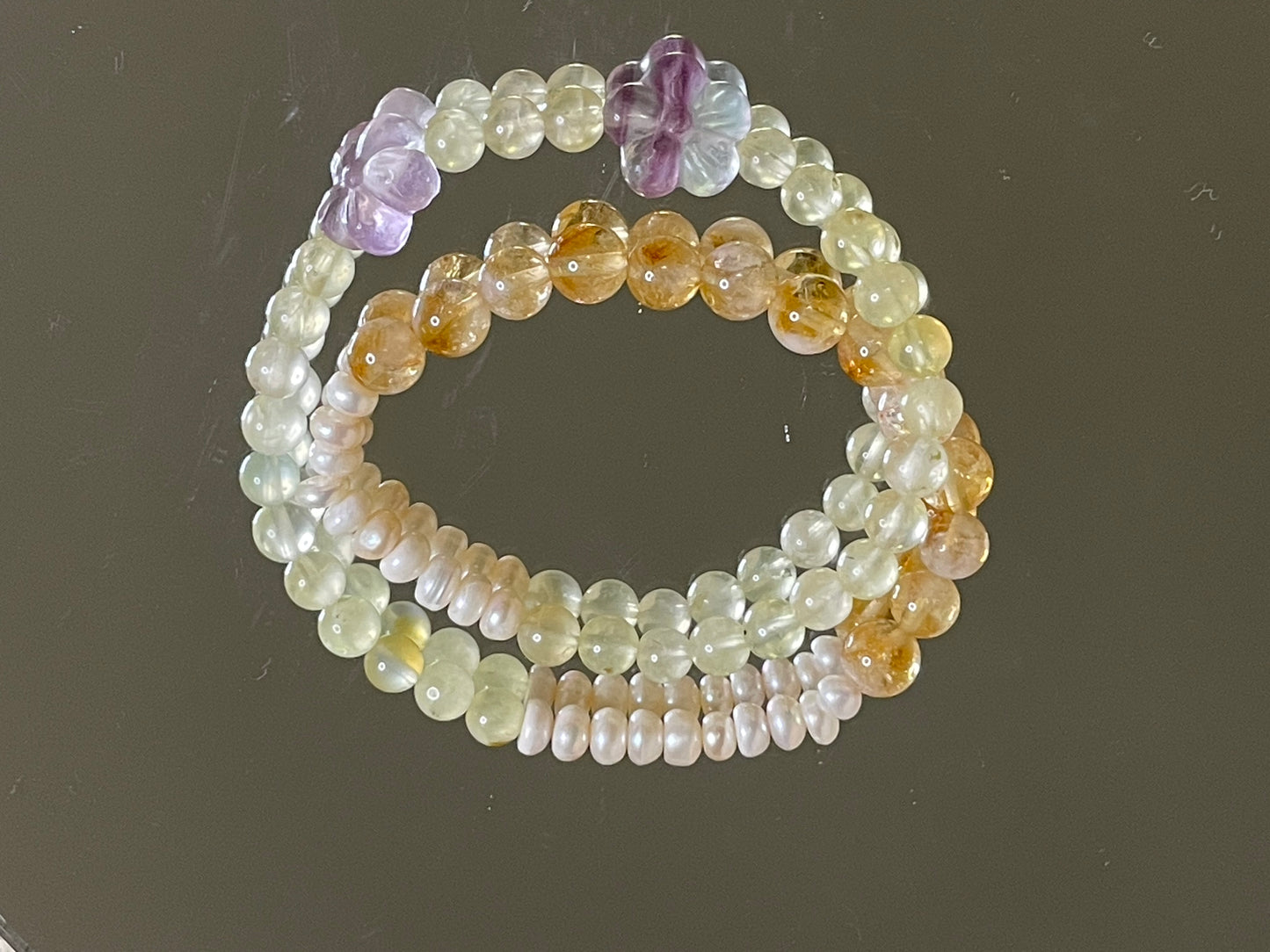 Sunlit Elegance: Lemon Yellow & Fluorite Bloom Bracelet