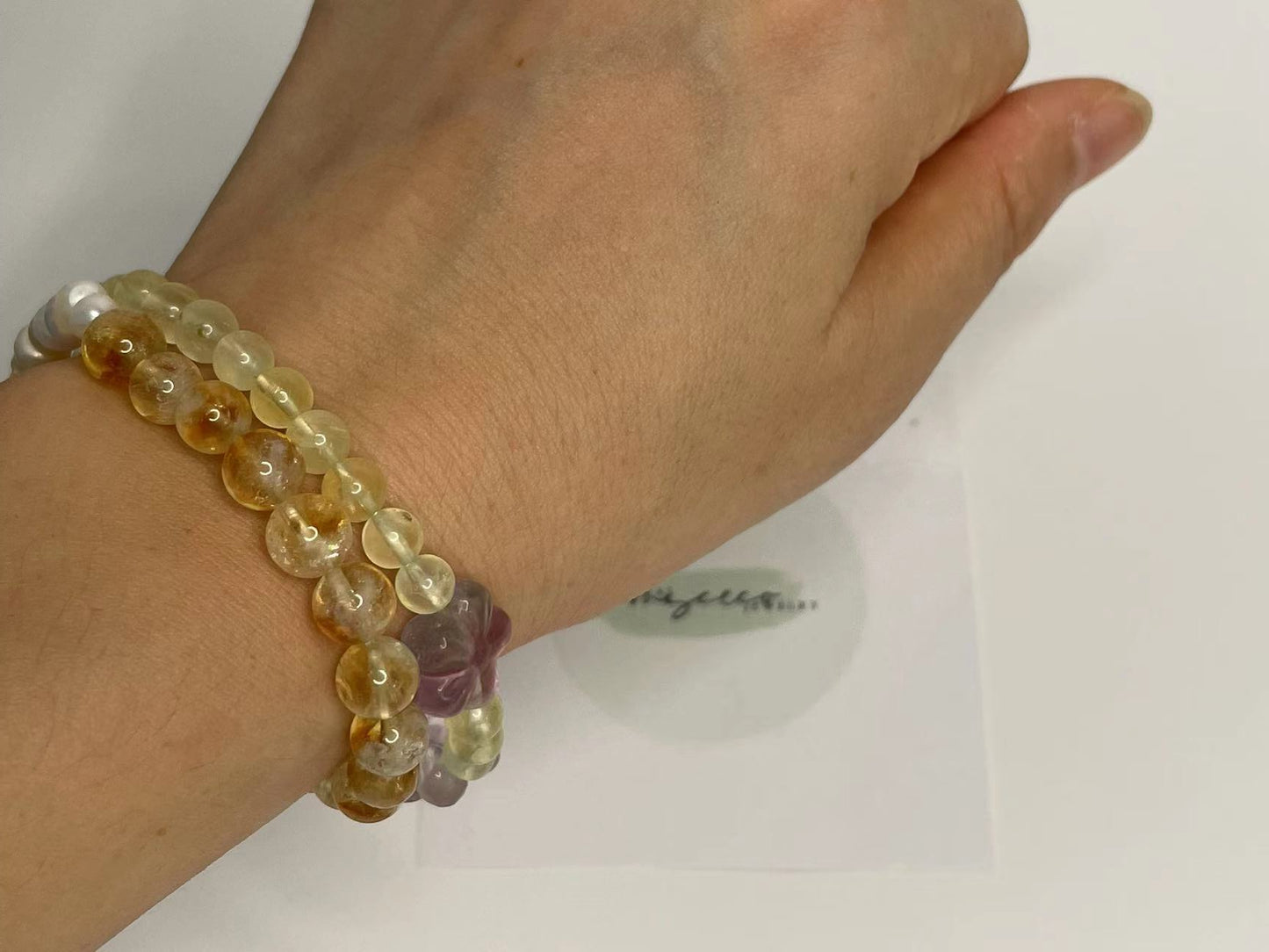 Sunlit Elegance: Lemon Yellow & Fluorite Bloom Bracelet