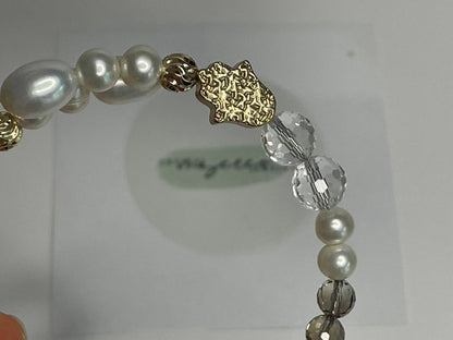 Mystic Harmony Chalcopyrite, Smoky Quartz & Freshwater Pearl Bracelet