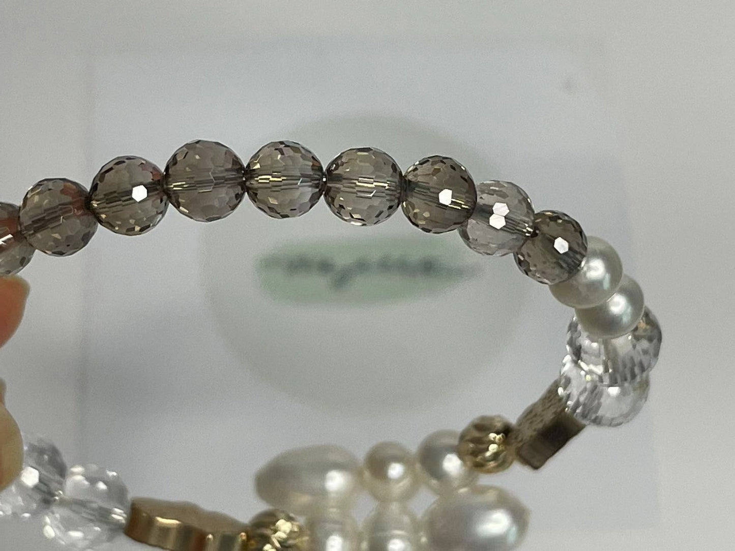 Mystic Harmony Chalcopyrite, Smoky Quartz & Freshwater Pearl Bracelet