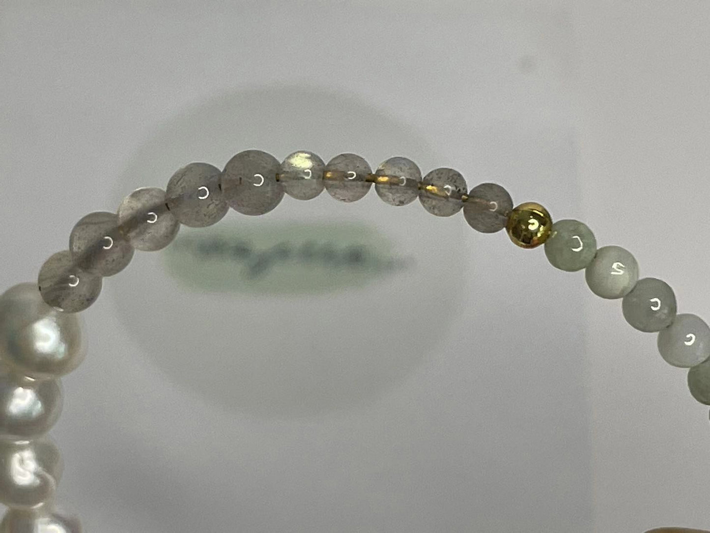 Charming Serenity Jade, Grey Moonstone & Hello Kitty Bracelet