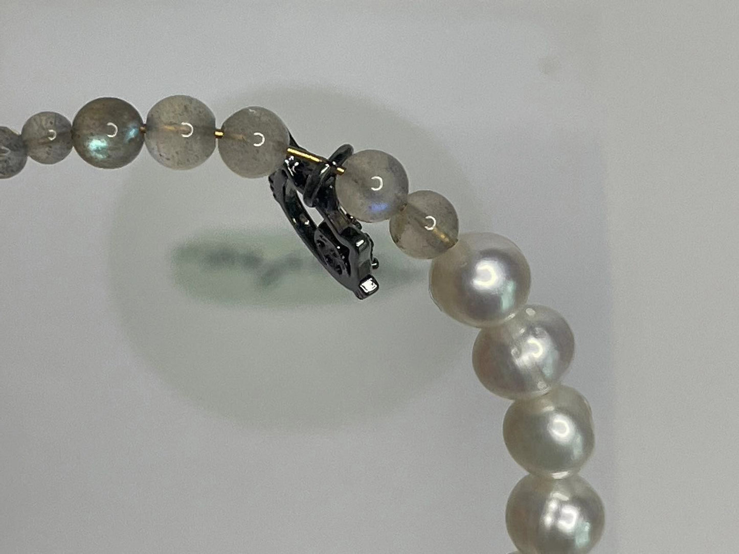 Charming Serenity Jade, Grey Moonstone & Hello Kitty Bracelet