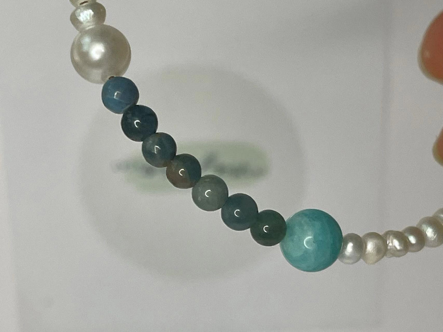 Oceanic Harmony Freshwater Pearl, Blue Apatite & Amazonite Bracelet