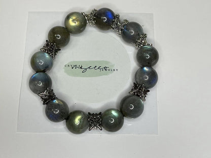 Moonlit Glow Iridescent Grey Moonstone Bracelet