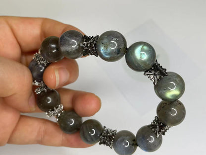 Moonlit Glow Iridescent Grey Moonstone Bracelet