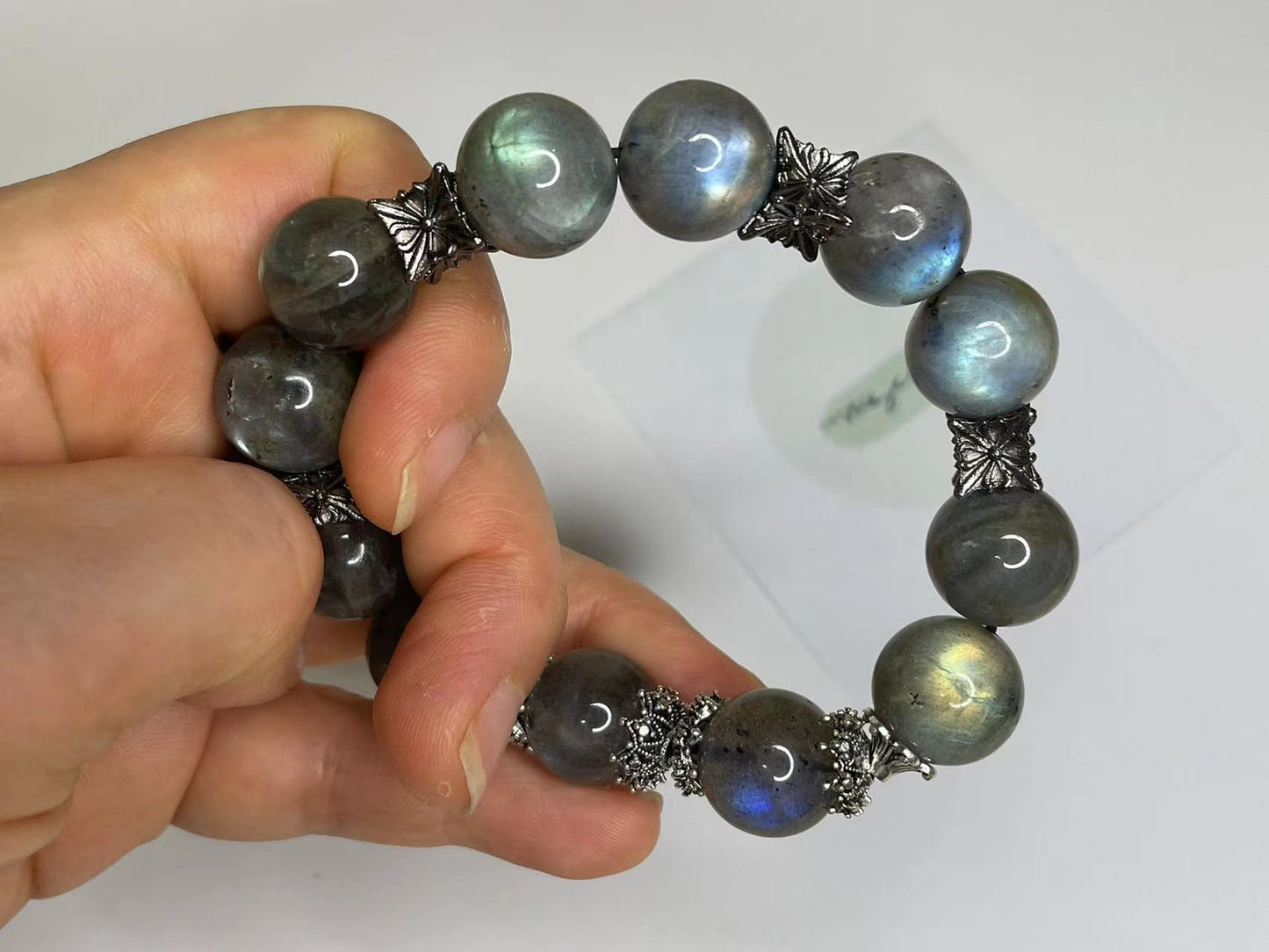 Moonlit Glow Iridescent Grey Moonstone Bracelet