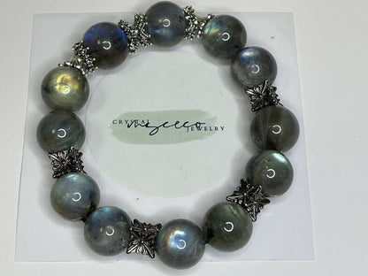 Moonlit Glow Iridescent Grey Moonstone Bracelet