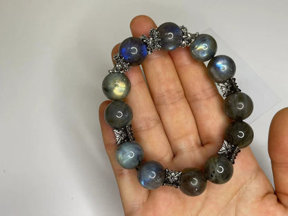 Moonlit Glow Iridescent Grey Moonstone Bracelet