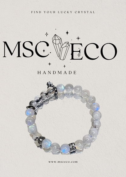 Mystic Alignment Grey Moonstone & Rutilated Quartz Bracelet