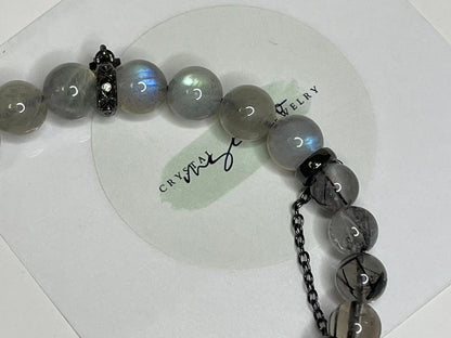 Mystic Alignment Grey Moonstone & Rutilated Quartz Bracelet