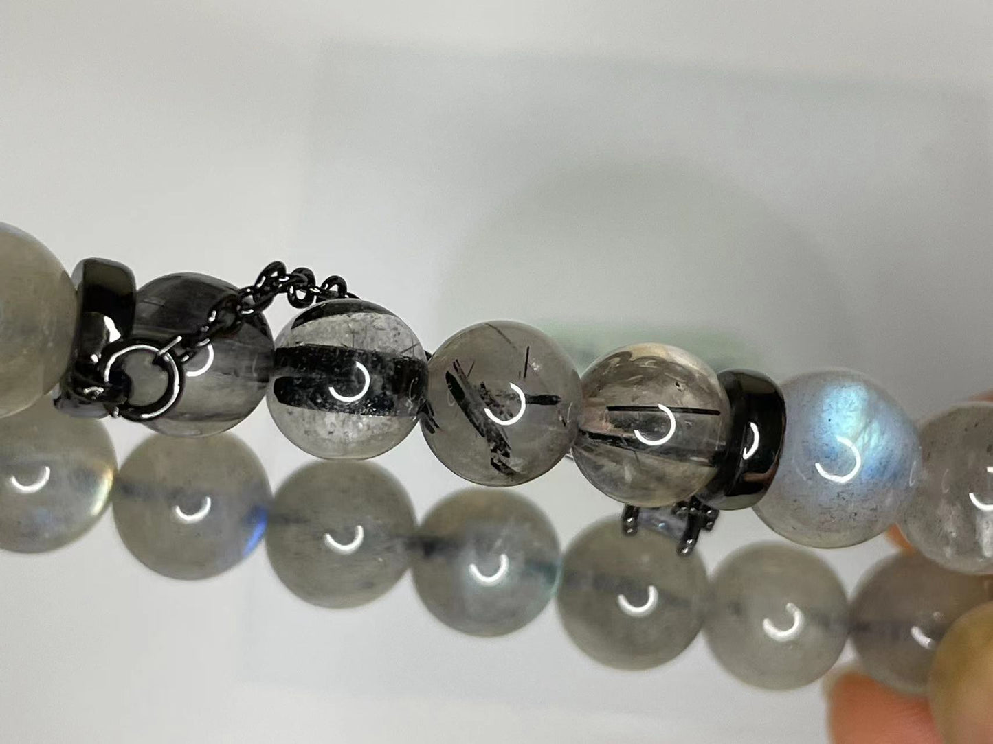 Mystic Alignment Grey Moonstone & Rutilated Quartz Bracelet