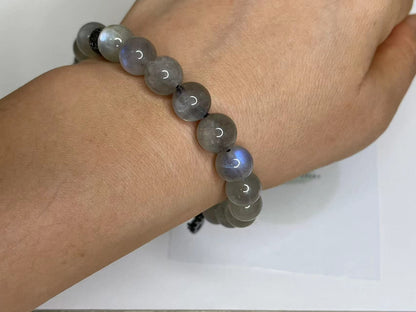 Mystic Alignment Grey Moonstone & Rutilated Quartz Bracelet