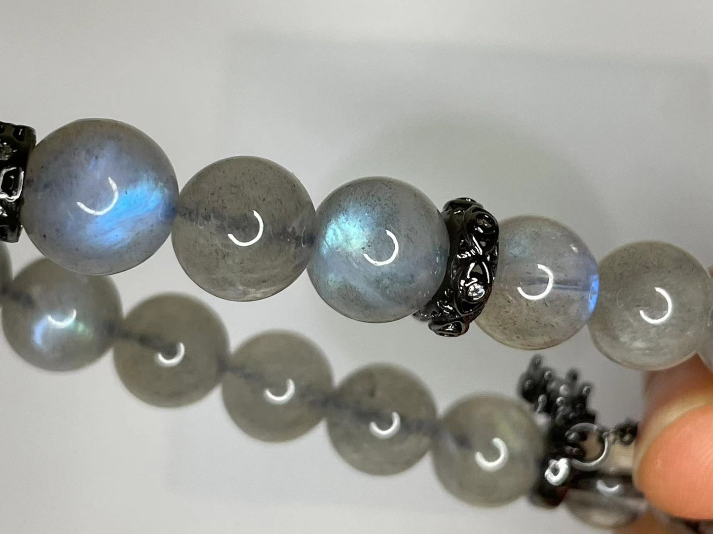 Mystic Alignment Grey Moonstone & Rutilated Quartz Bracelet