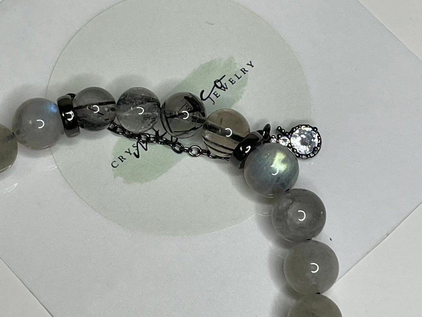 Mystic Alignment Grey Moonstone & Rutilated Quartz Bracelet