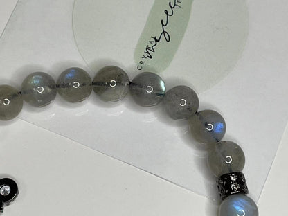 Mystic Alignment Grey Moonstone & Rutilated Quartz Bracelet