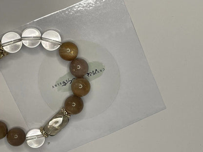 Ethereal Balance Bracelet Black Tourmaline, Clear Quartz, and Faceted Tea Quartz