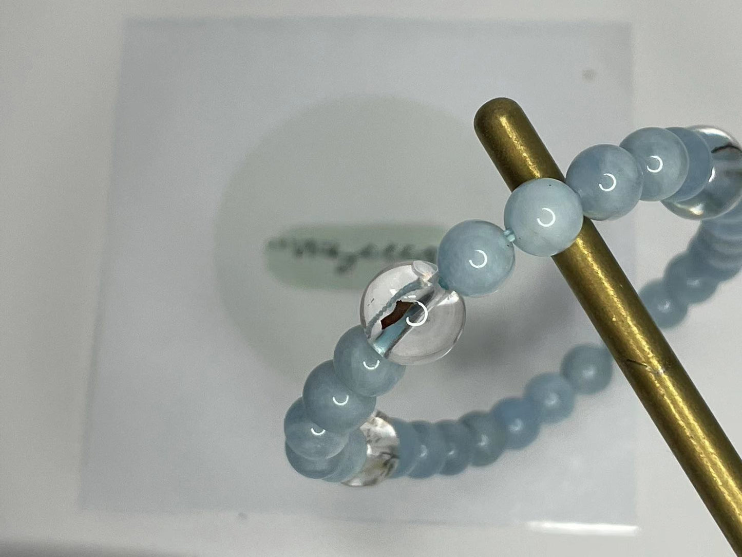 Blue Aquamarine With Tourmalinated Quartz Bracelet