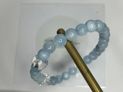 Blue Aquamarine With Tourmalinated Quartz Bracelet