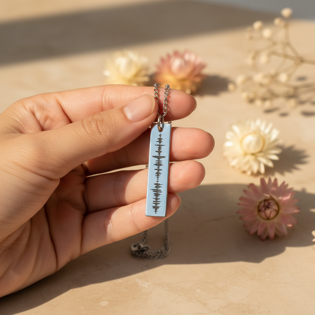 INS style hand-held custom soundwave bar necklace