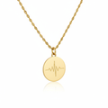 14k Gold soundwave coin necklace white background