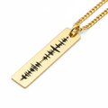 14k Gold soundwave bar necklace white background